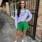 Mardi Gras Bead Sweatshirt- Lavender