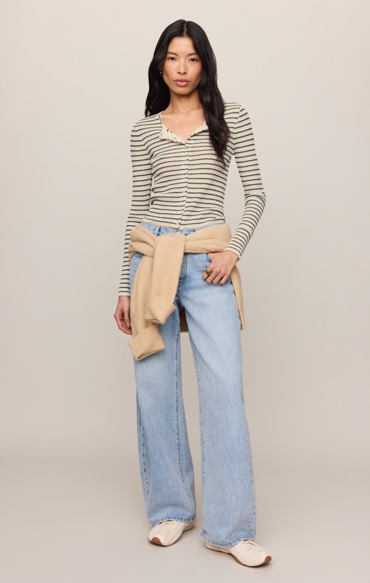 Z Supply Rosanna Stripe Sweater Top- Chalk