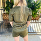 Suede Faux the Record Shorts- Olive Night