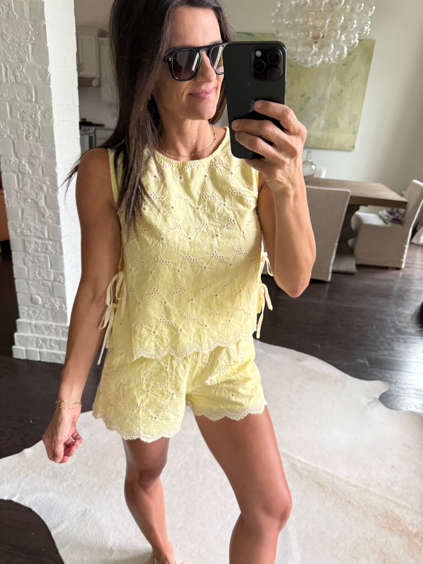 Kenny Eyelet Shorts- Lemon