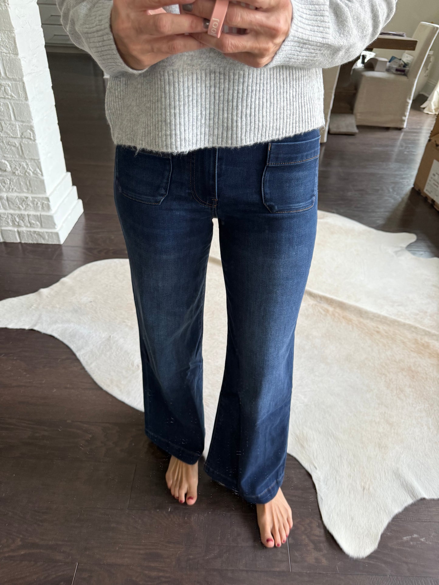 Meg (Contentment) HR Wide Leg Denim- Dark Blue