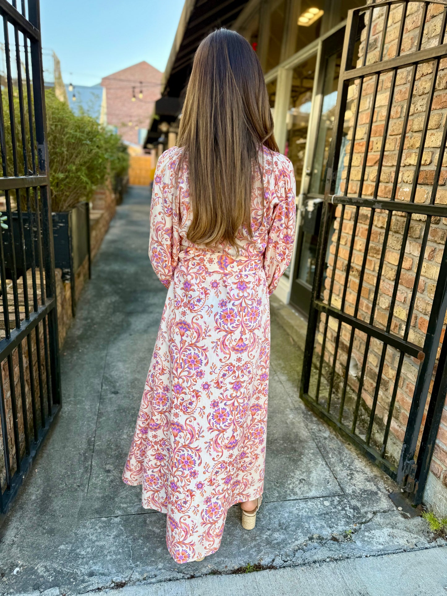 Botanical Maxi Dress- Cream Apricot
