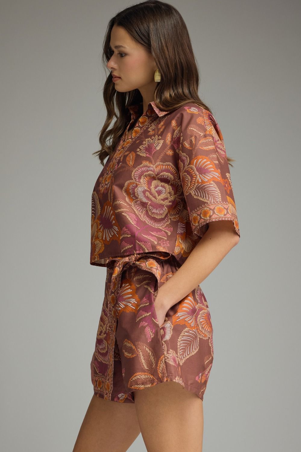 Izzy Botanical Top- Terra Cotta