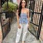 Peplum Stripe Tank- Blue