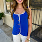 Dillon Vest Button Tank- Blue & White
