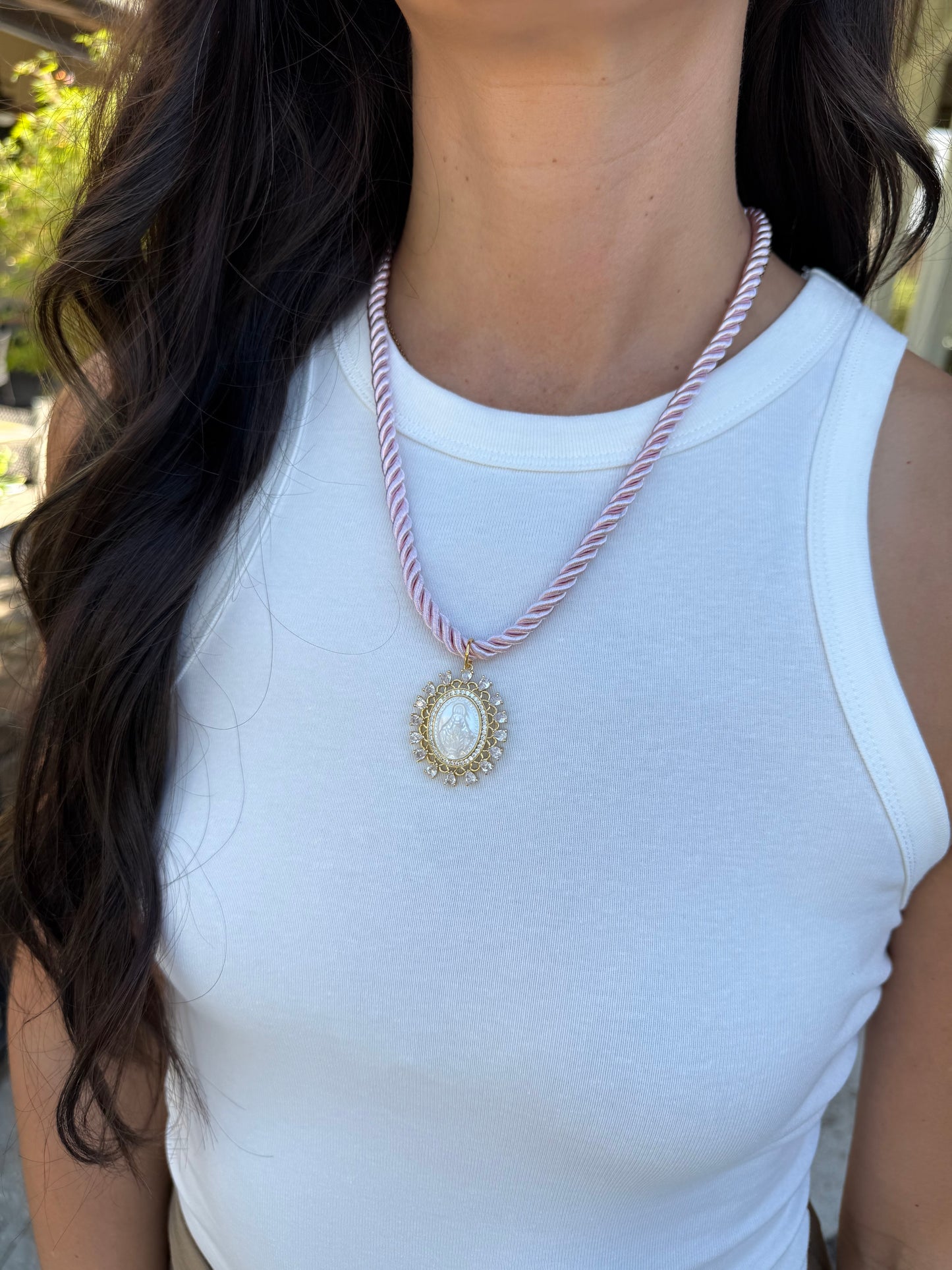 Cord Necklace- Pink/Mary