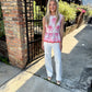 Becky Embroidery Peplum Top- Pink