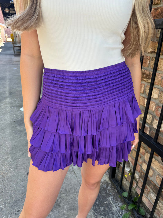 Emily Smocked Layered Skirt- Purple