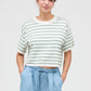 Paul Striped Crop Tee- Sage Green