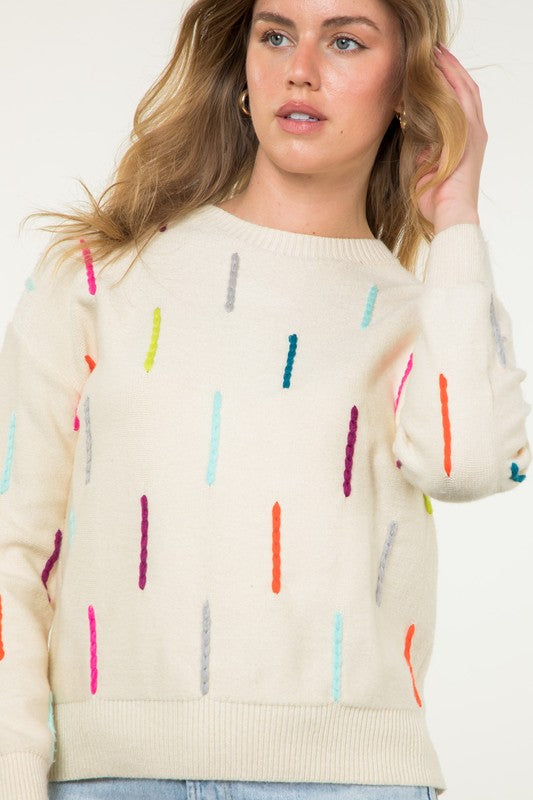 Sprinkle Knit Sweater- Cream