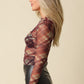 Clara Plaid Mesh Mock Neck Top