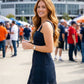 Burg Pleated Mini Dress- Navy