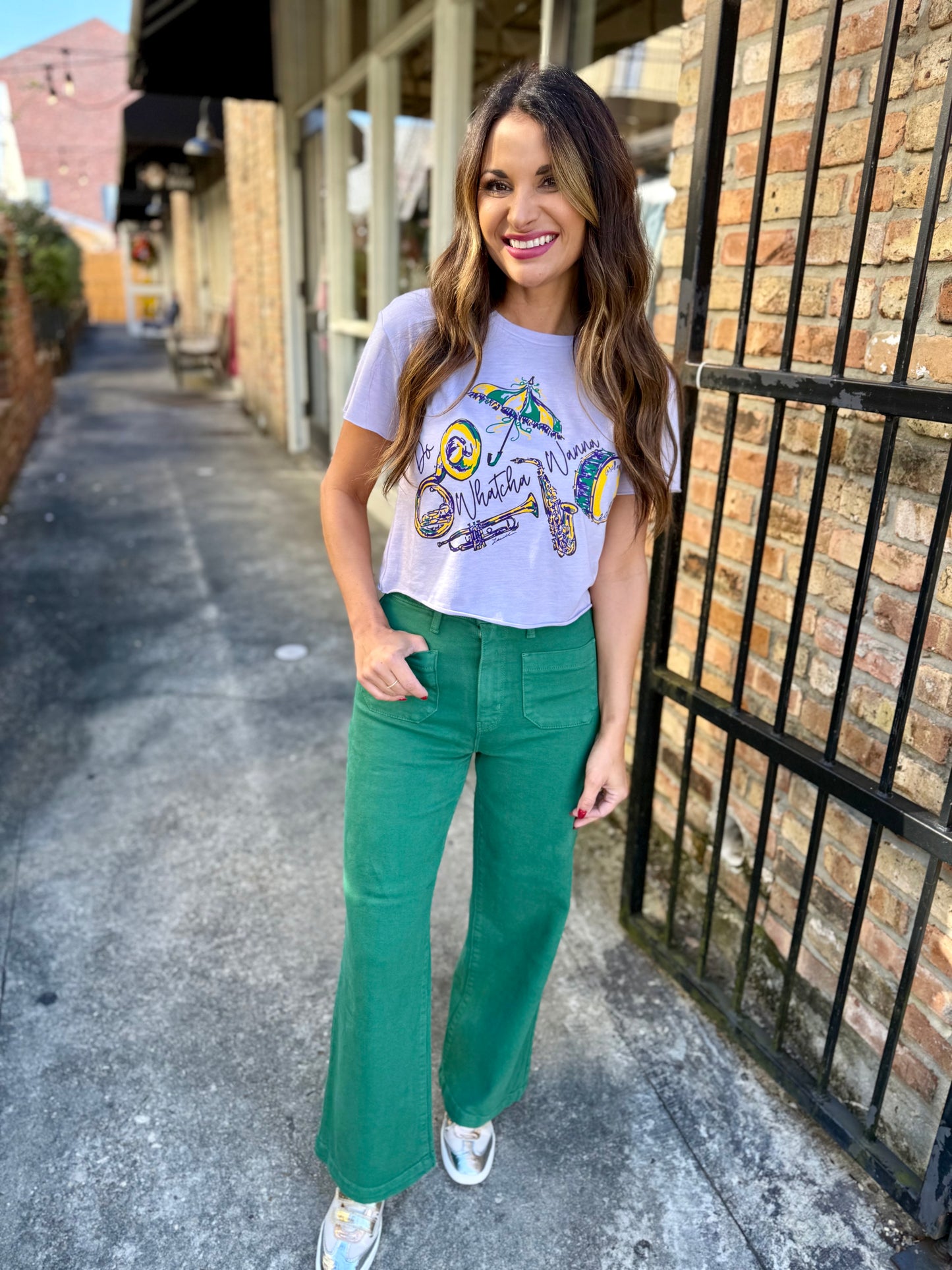 Patch Pocket Wide Leg- Green