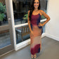 Romantic Mesh Slim Fit Maxi Dress- Fruit Night