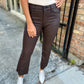 Kelsey (Chocolate) HR Ankle Flare Faux Leather