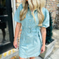 Abide Button Denim Dress- Mint