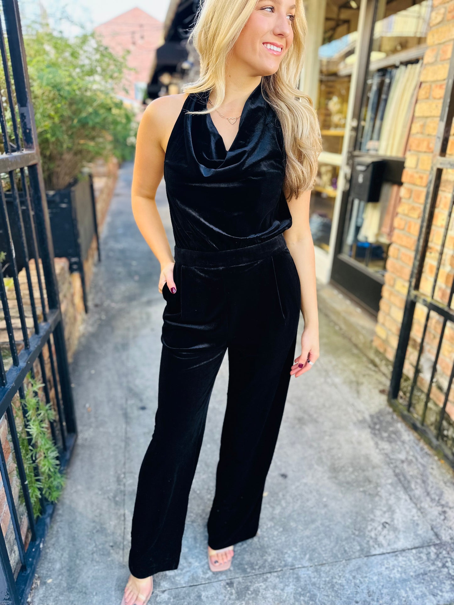 Belinda Velvet Jumpsuit- Black