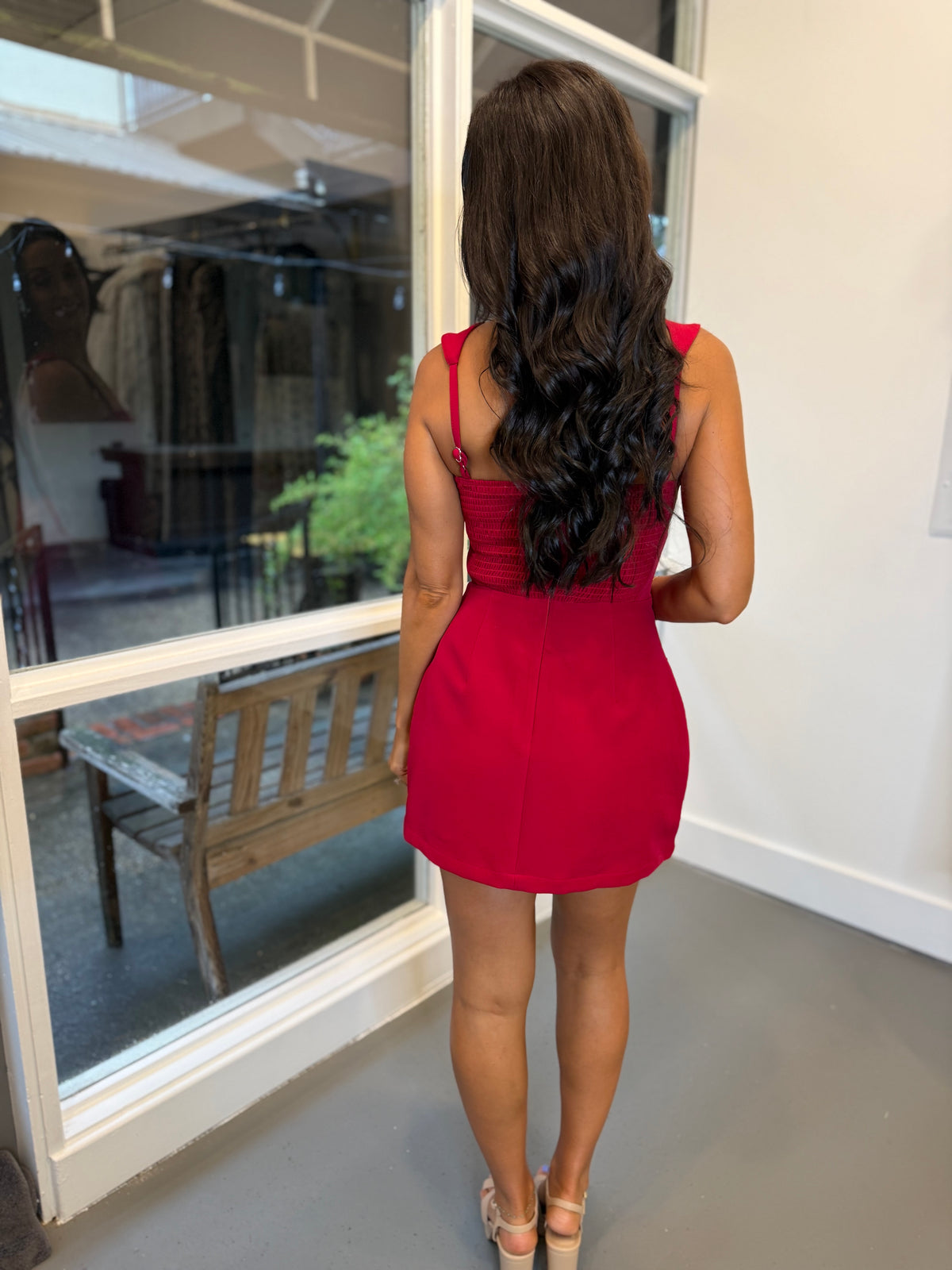 Amanda Mini Romper Dress- Cherry Cola