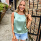 Mike Satin Tank- Sage