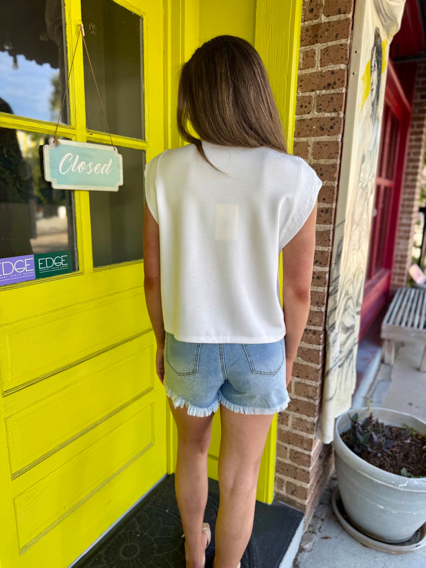 Campo Cap Sleeve Top- Off White