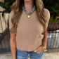 Sierra Crew Neck Sweater Top- Dark Taupe