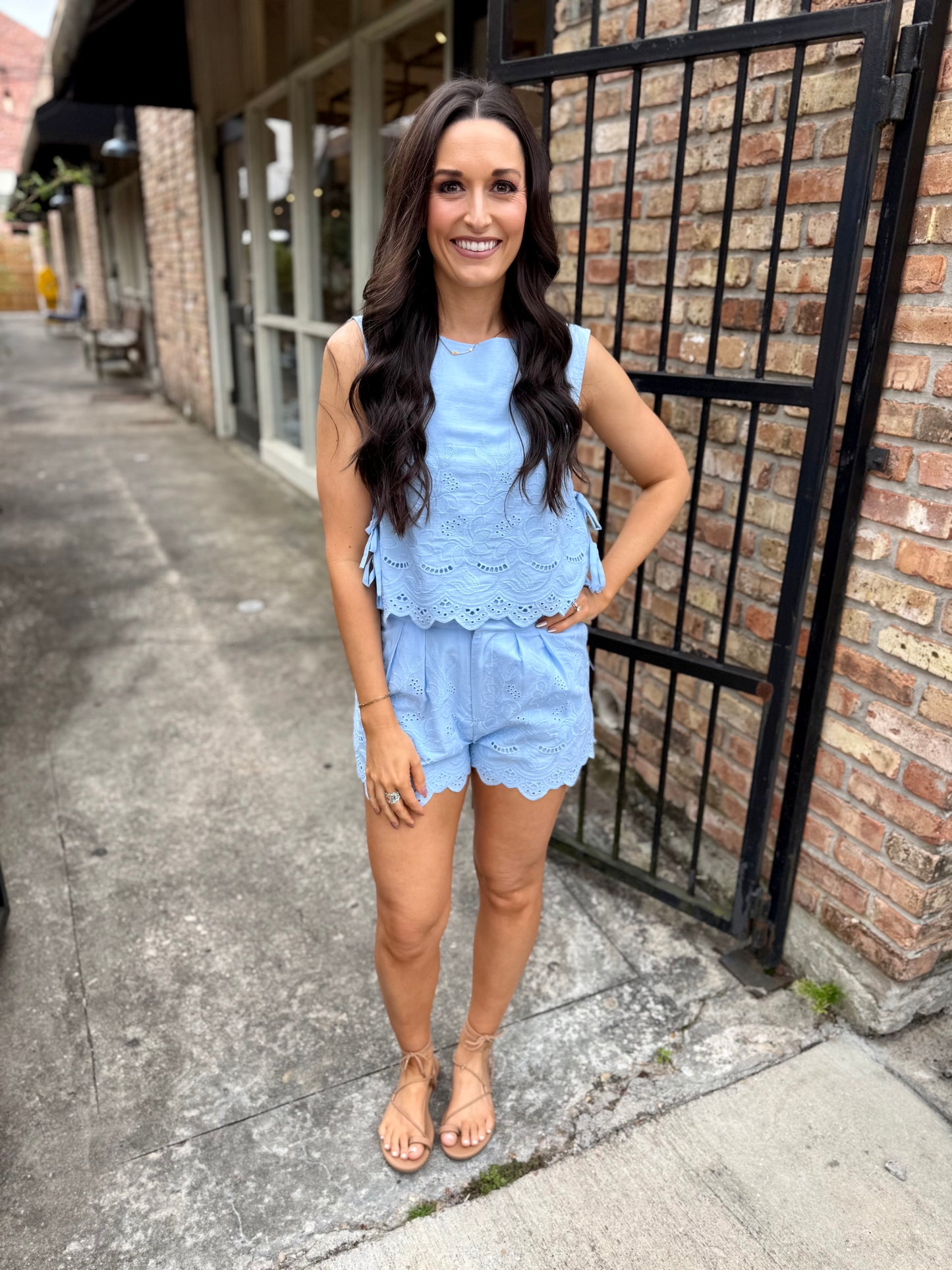 Kendal Embroidered Shorts- Blue