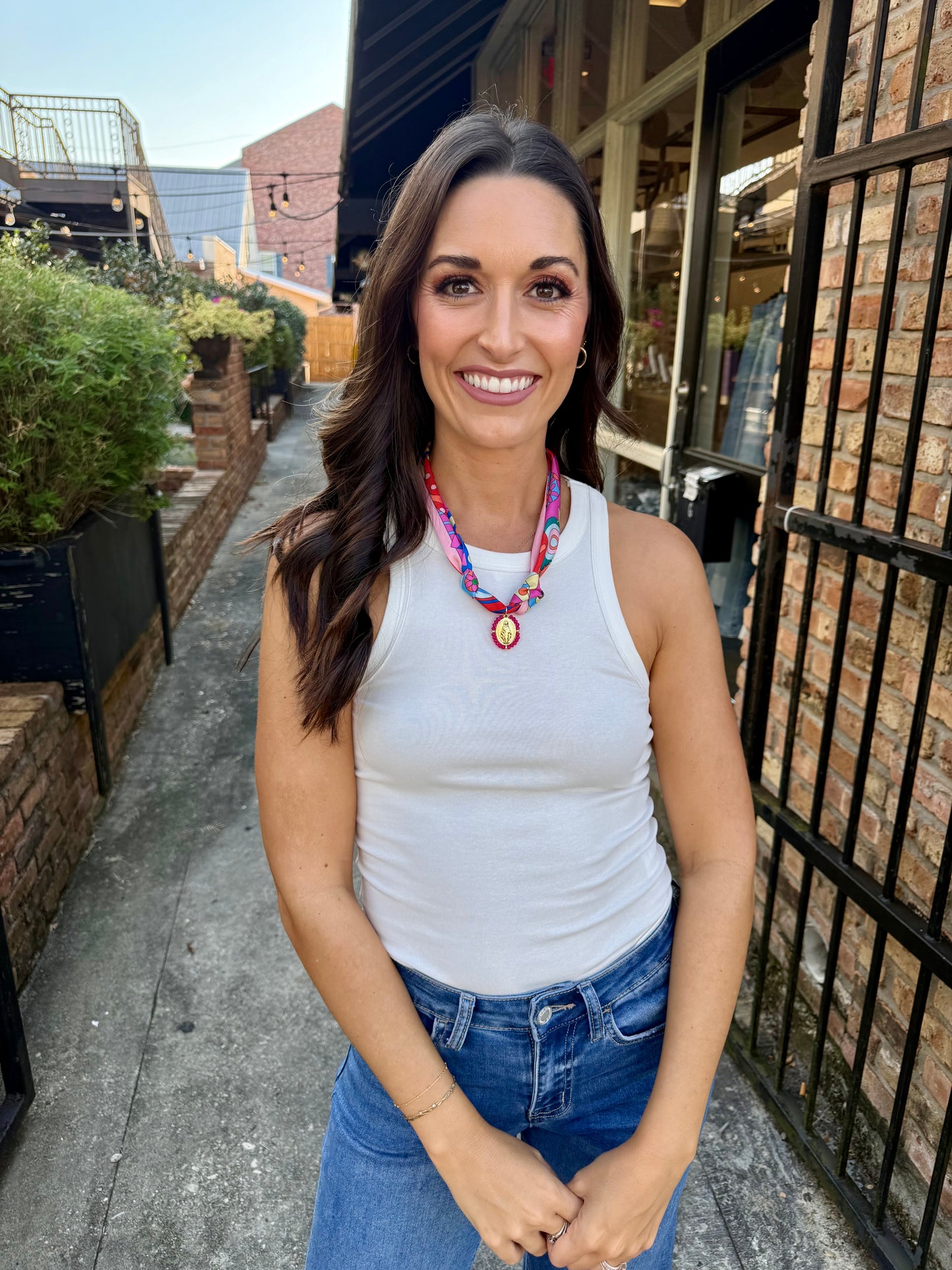 Scarf Necklace- Bright Bird/Mary