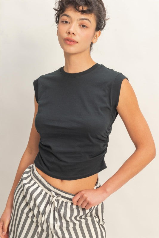 Ruby Ruched Tank- Black
