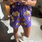 Scattered Football & Stars Shorts- Purple