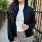 Kensie Faux Suede Bomber Jacket- Black