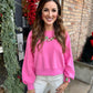 Peppermint Neck Sweatshirt- Hot Pink