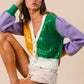 Thoth MG Colorblock Cardigan- Purple