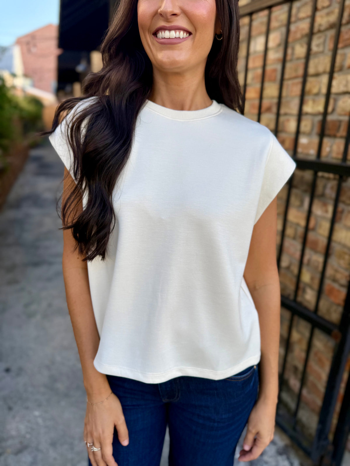 Campo Cap Sleeve Top- Ecru