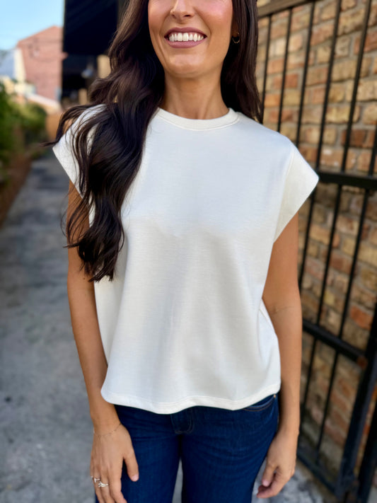 Campo Cap Sleeve Top- Ecru