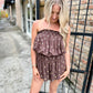 Berkley Strapless Romper- Brown