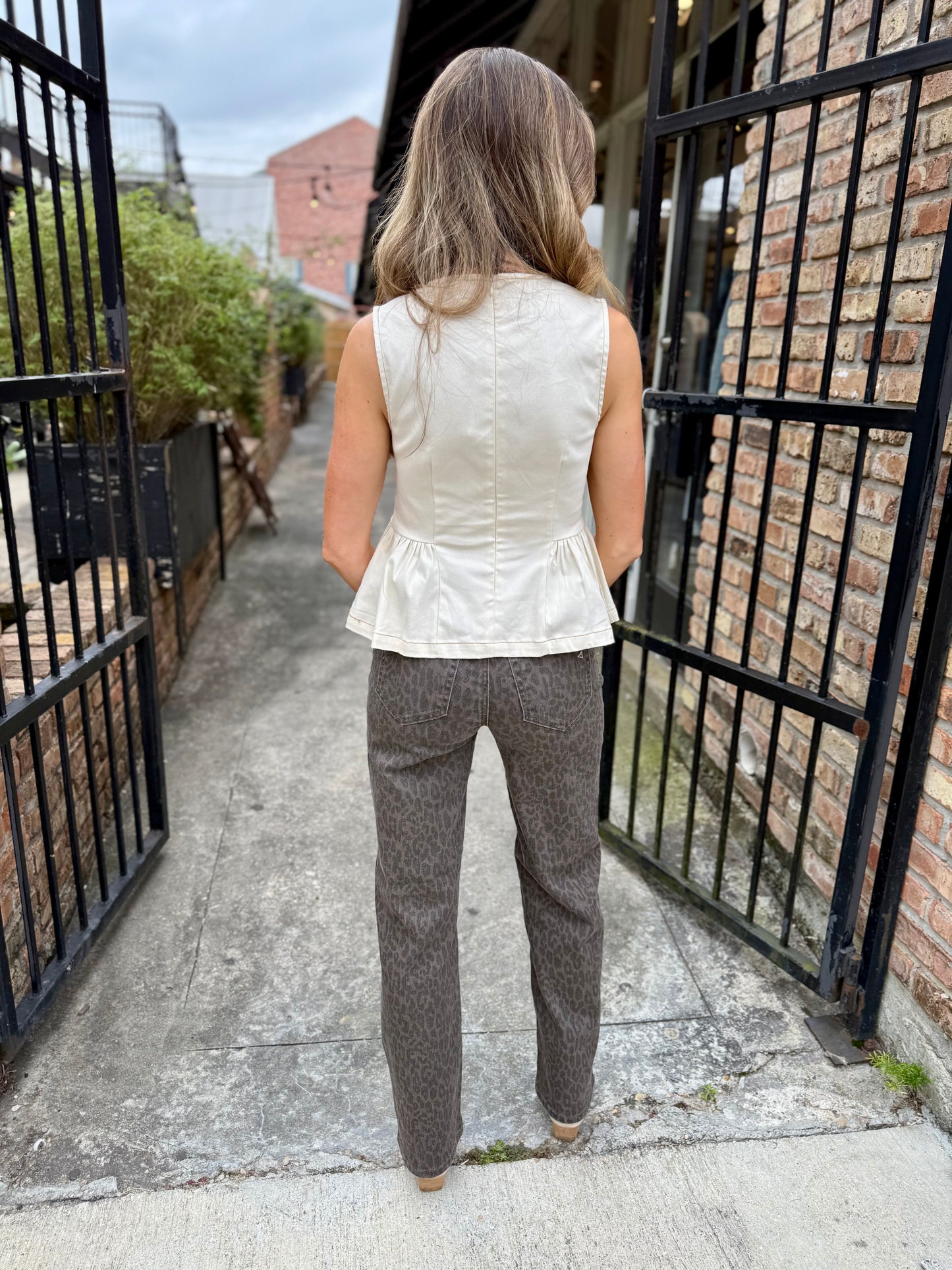 Peplum Shell Top- Cream