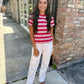 Zuma Stripe Crew Tee- Red