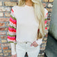 Bishop Pattern Sleeve Sweater- Cream