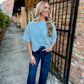 Brendan Mock Neck Sweater Top- Sky