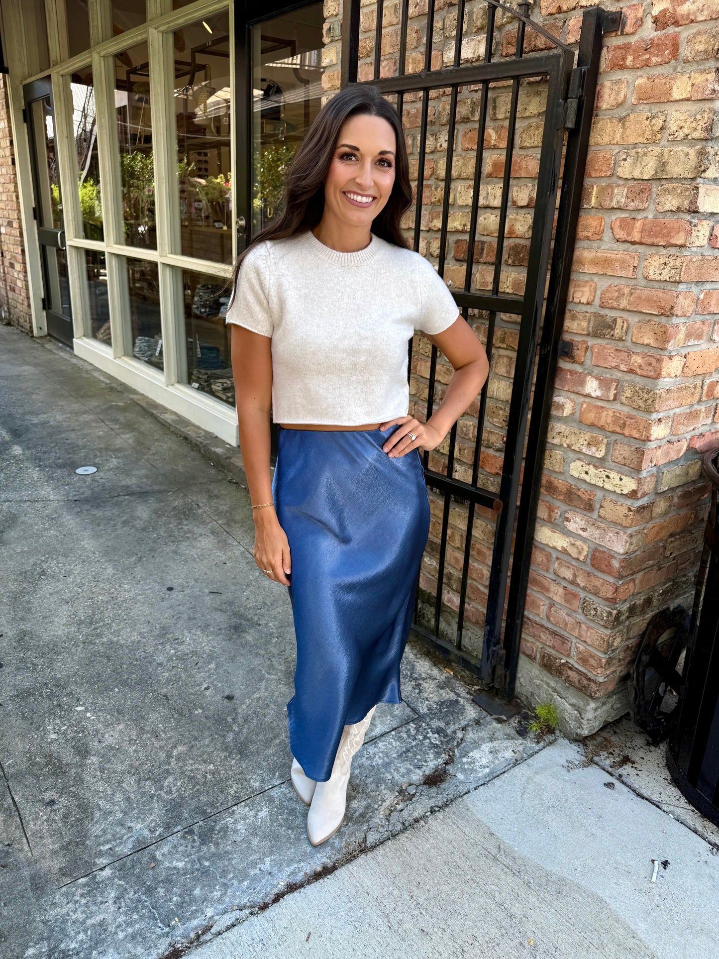 Kaylee Satin Maxi Skirt- Dusty Navy