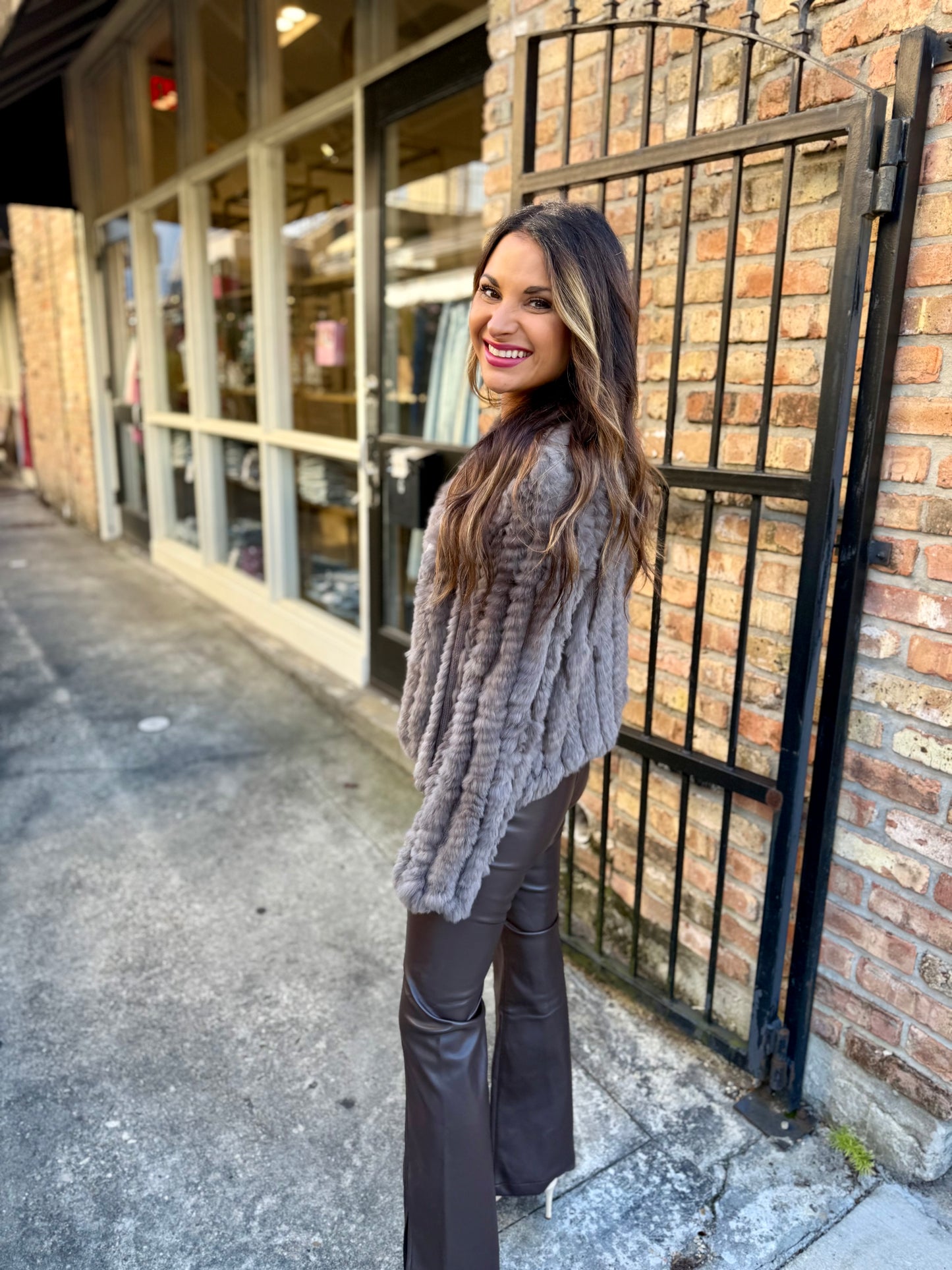 Rosa Fur Jacket- Mushroom