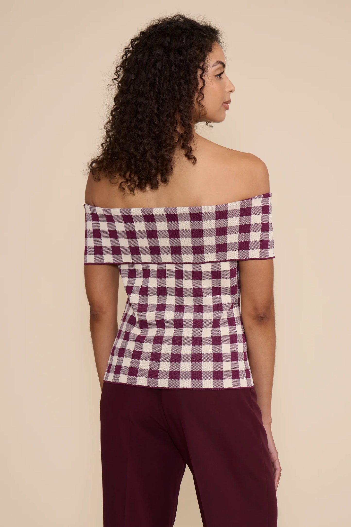 Illa Off Shoulder Top - Plum Cream