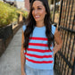 Saylor Sweater Vest Top- Blue