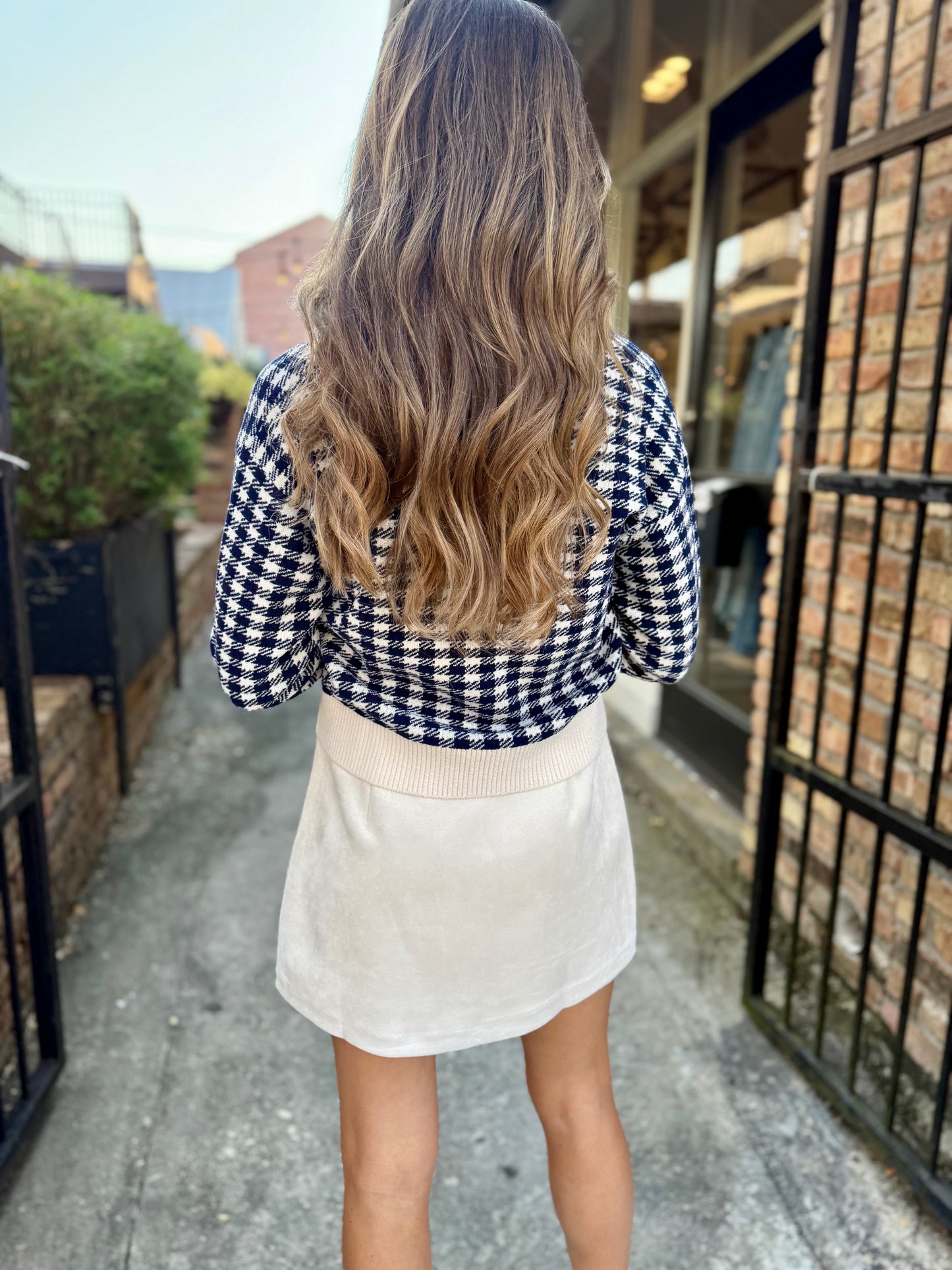 Jessica Suede Mini Skirt- Ecru