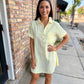 Day Striped Shirt Dress- Lemon/White