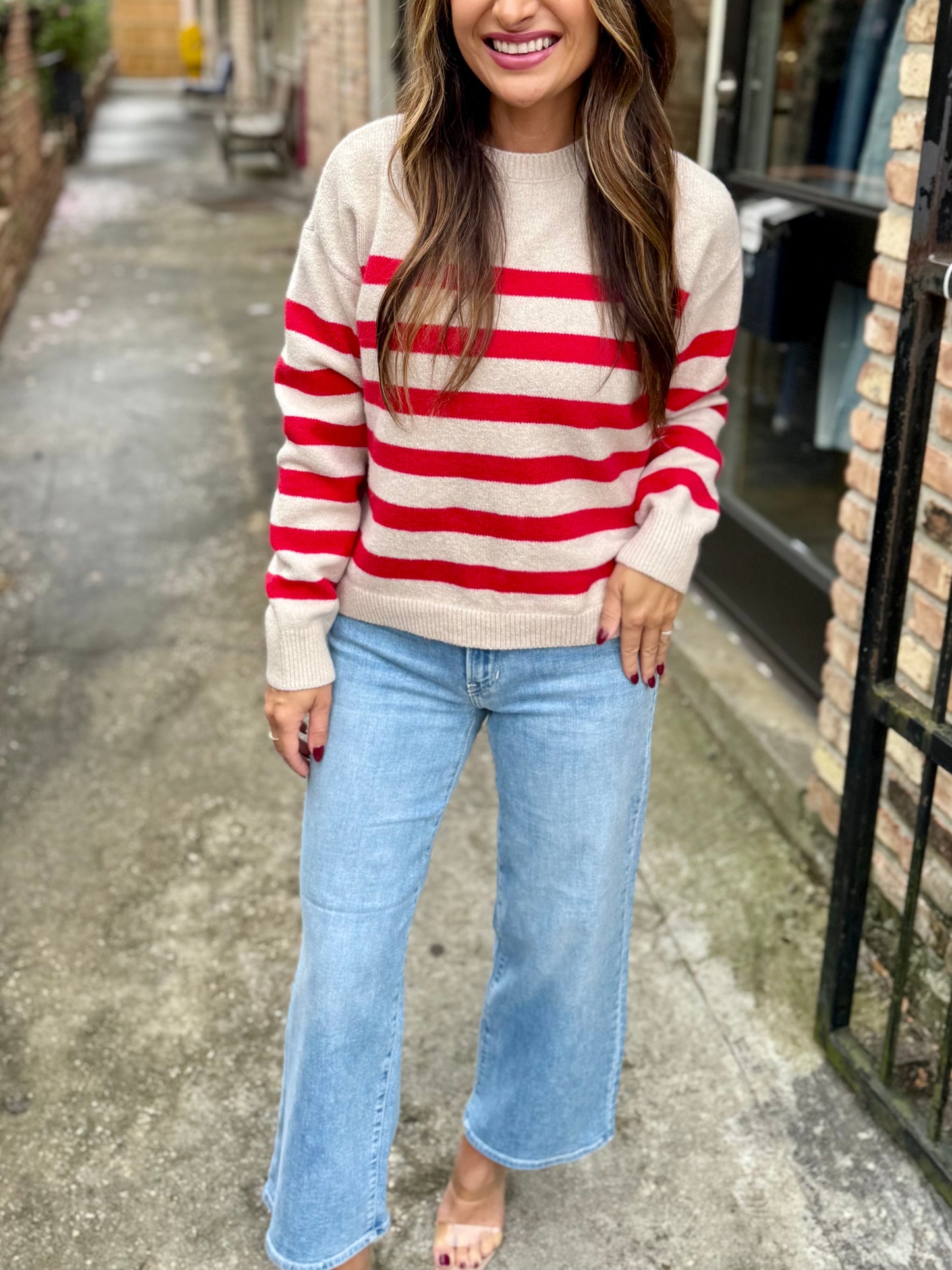 Carlyle Crewneck Sweater- Red