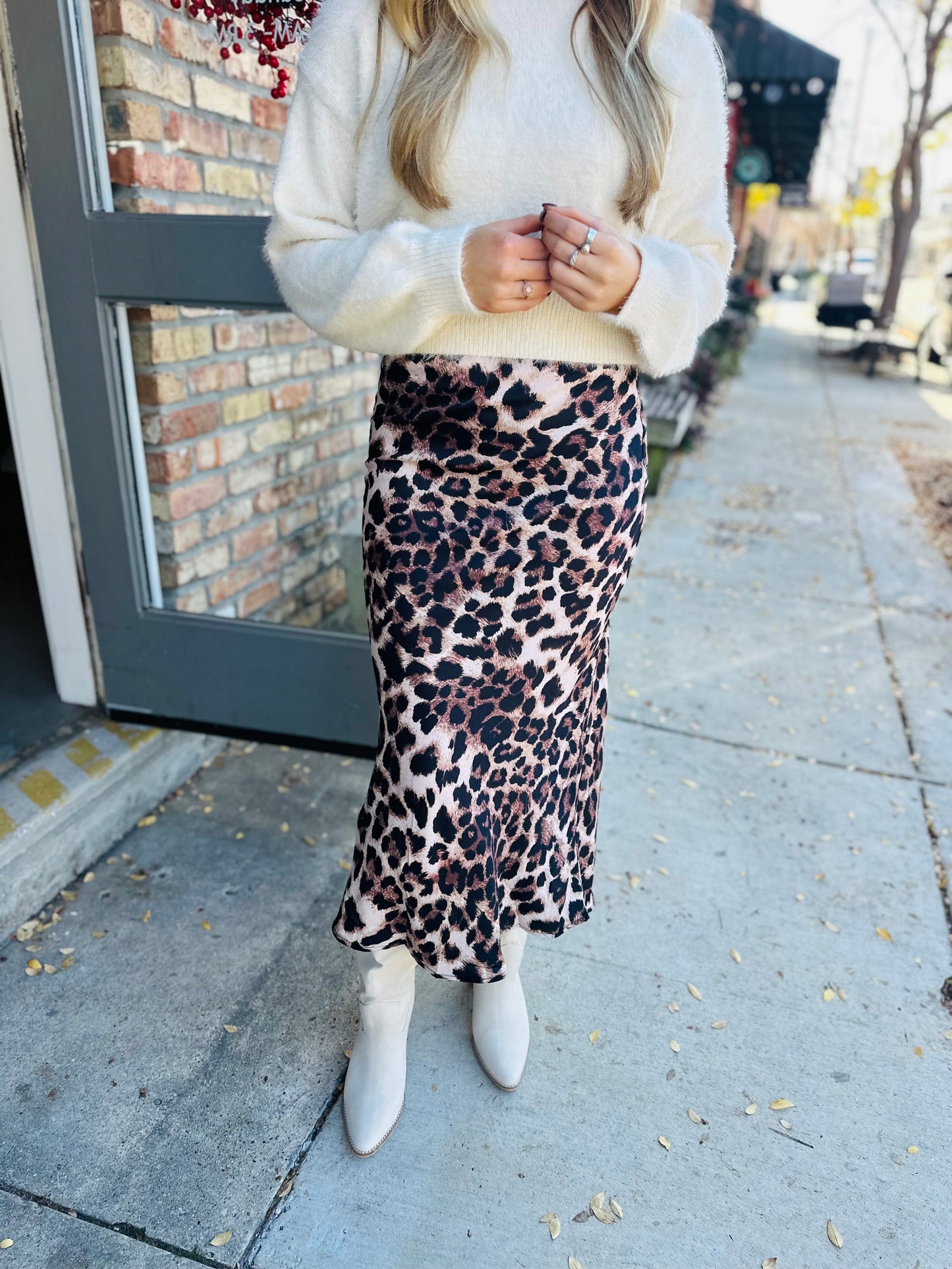 Leopard Mid-Rise Midi Skirt