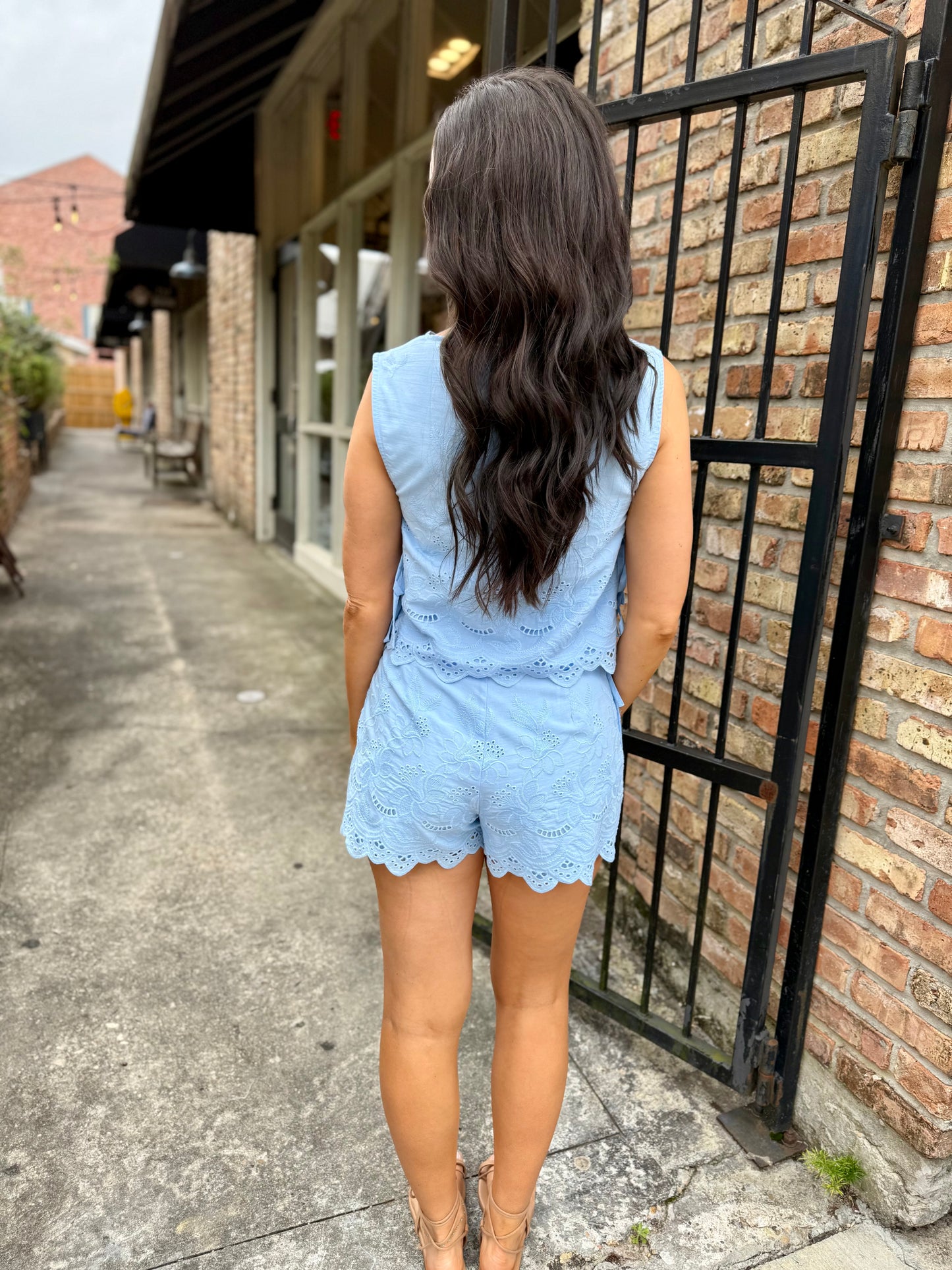 Kendal Embroidered Shorts- Blue