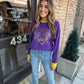 Tiger Head Long Sleeve Sweater- Purple