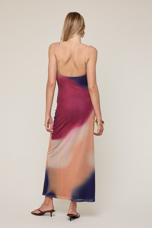 Romantic Mesh Slim Fit Maxi Dress- Fruit Night